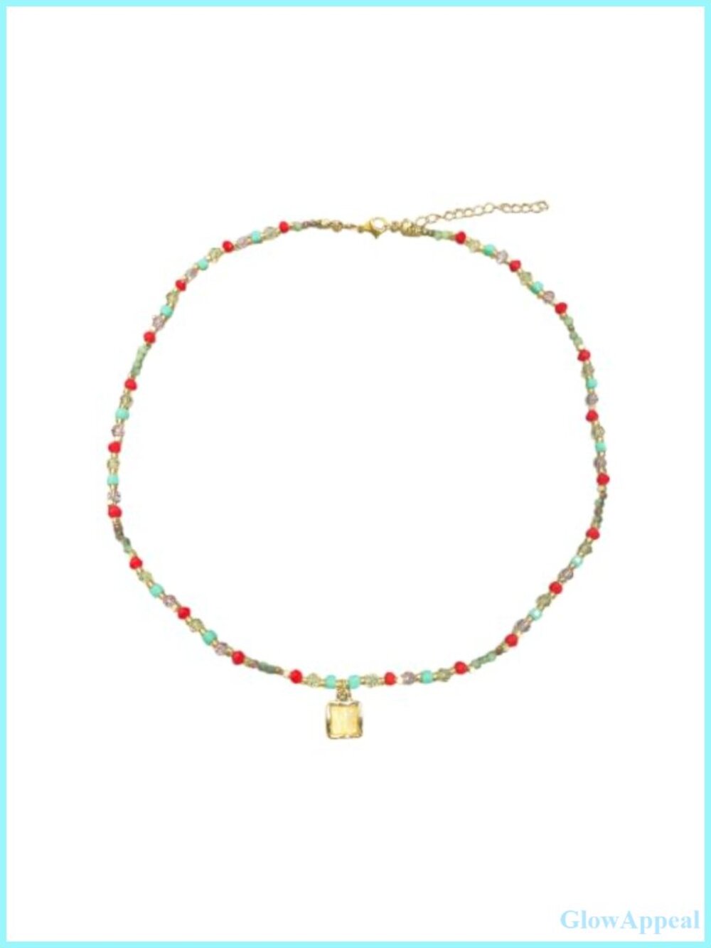 Handmade Beaded Choker Necklace with Opal Pendant Boho Adjustable